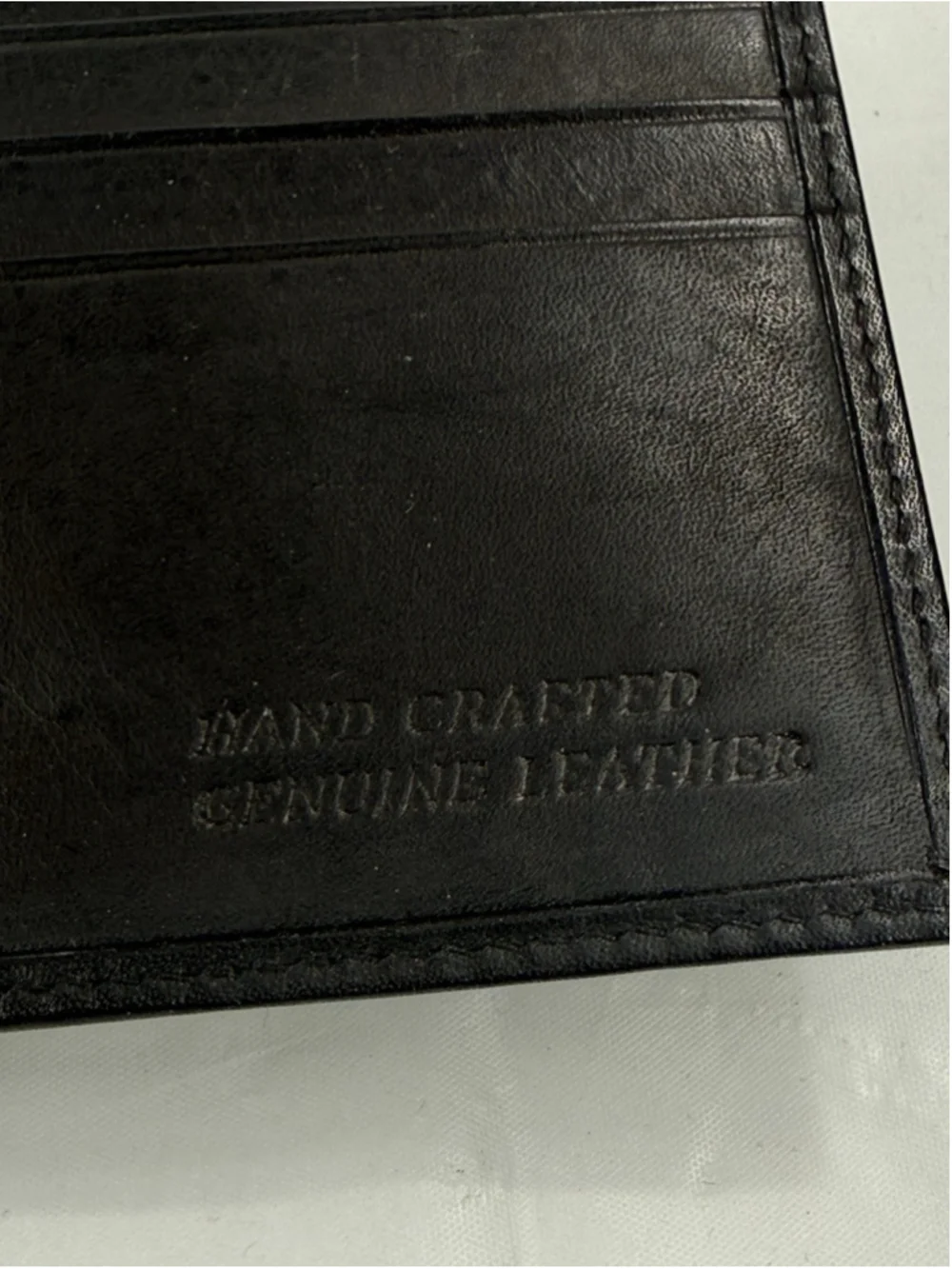 Hand Crafted Genuine Leather Wallet Men Black Trifold Credit Cards ID Cash India